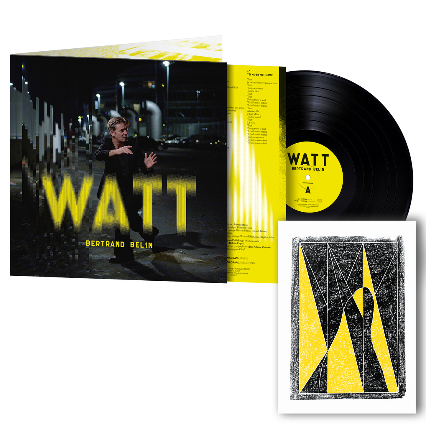 Vinyle édition collector avec illustration “Watt où” | Album Watt | Bertrand Belin