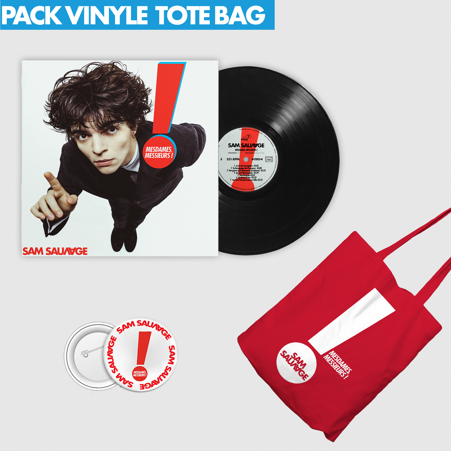 Pack Vinyle, Tote Bag & Badge (inclus poster dédidacé)