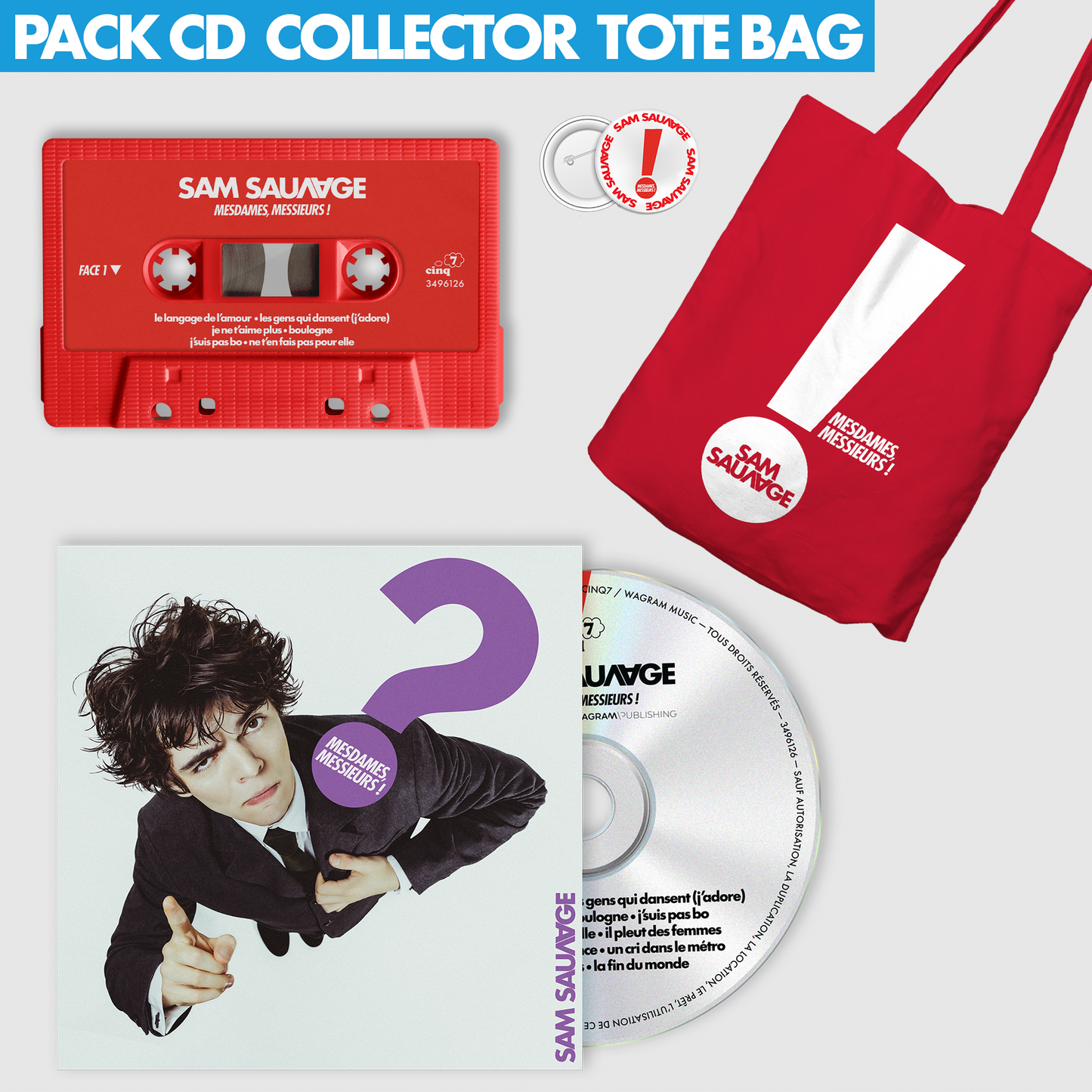 CD, cassette, tote bag &amp; badge pack (includes autographed poster)
