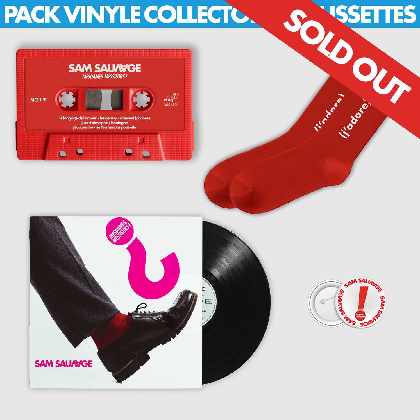 Pack Vinyle, K7, Chaussettes &  Badge (inclus poster dédicacé)